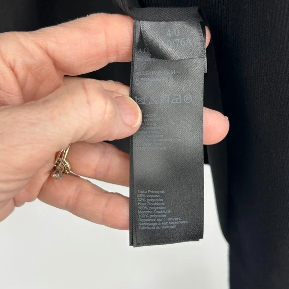 AllSaints Womens Aleida Blazer 0 Black Open Front Longline Minimalist Workwear - Picture 4 of 9